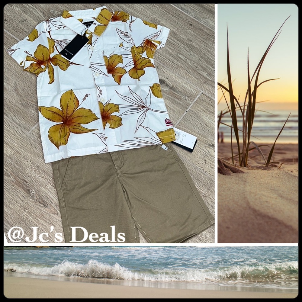 🔆 QUIKSILVER SHIRT AND SHORT SET BUNDLE BOX FOR BOYS  SIZE 5 🔆